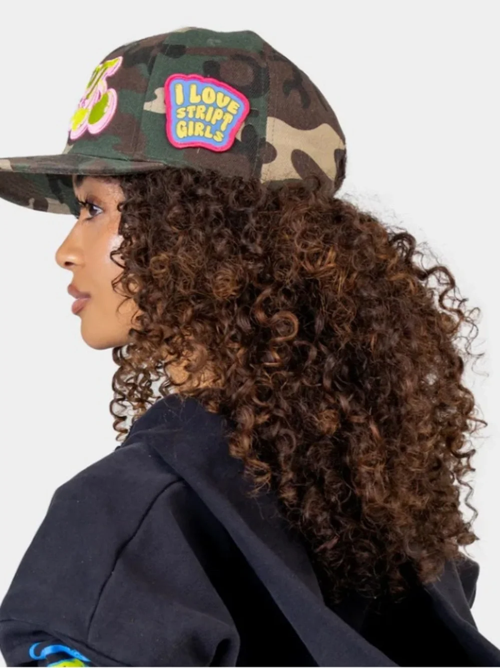Camouflage Snapback Hat with Neon 'Stript' Embroidery - STRIPT CAMO HAT - Picture 2 of 8
